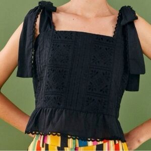 Farm Rio Black Lace Top
